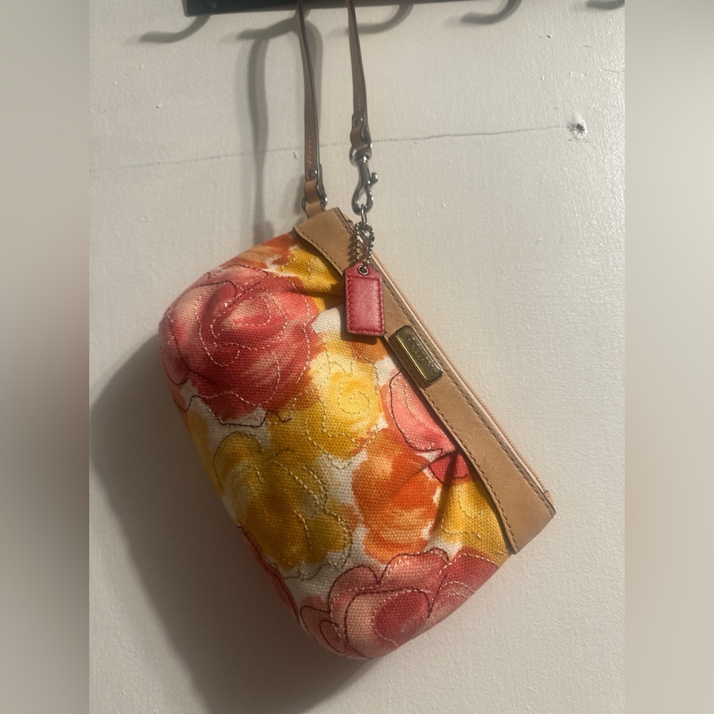 Coach Pink and Yellow Clutch Vibrant Design